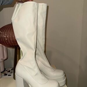 Steve Madden White Platform Heeled Boots